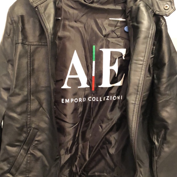 Men’s black leather bomber jacket size small NWT - Picture 3 of 5